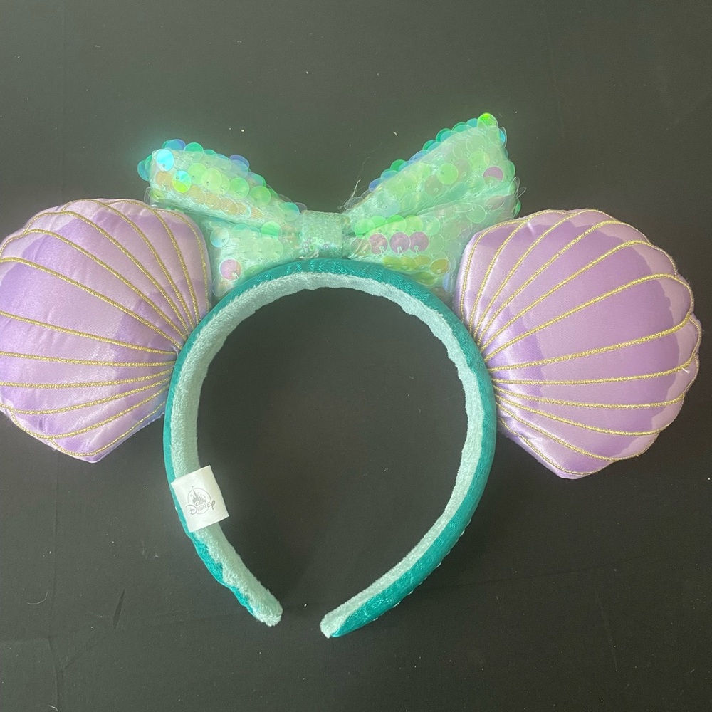Rare Disney Japan Mermaid Shell Headband - Purple and Green - Picture 2 of 6